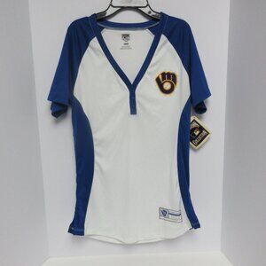 Women’s Cooperstown Collection By Majestic MLB Milwaukee Brewers Top Size M